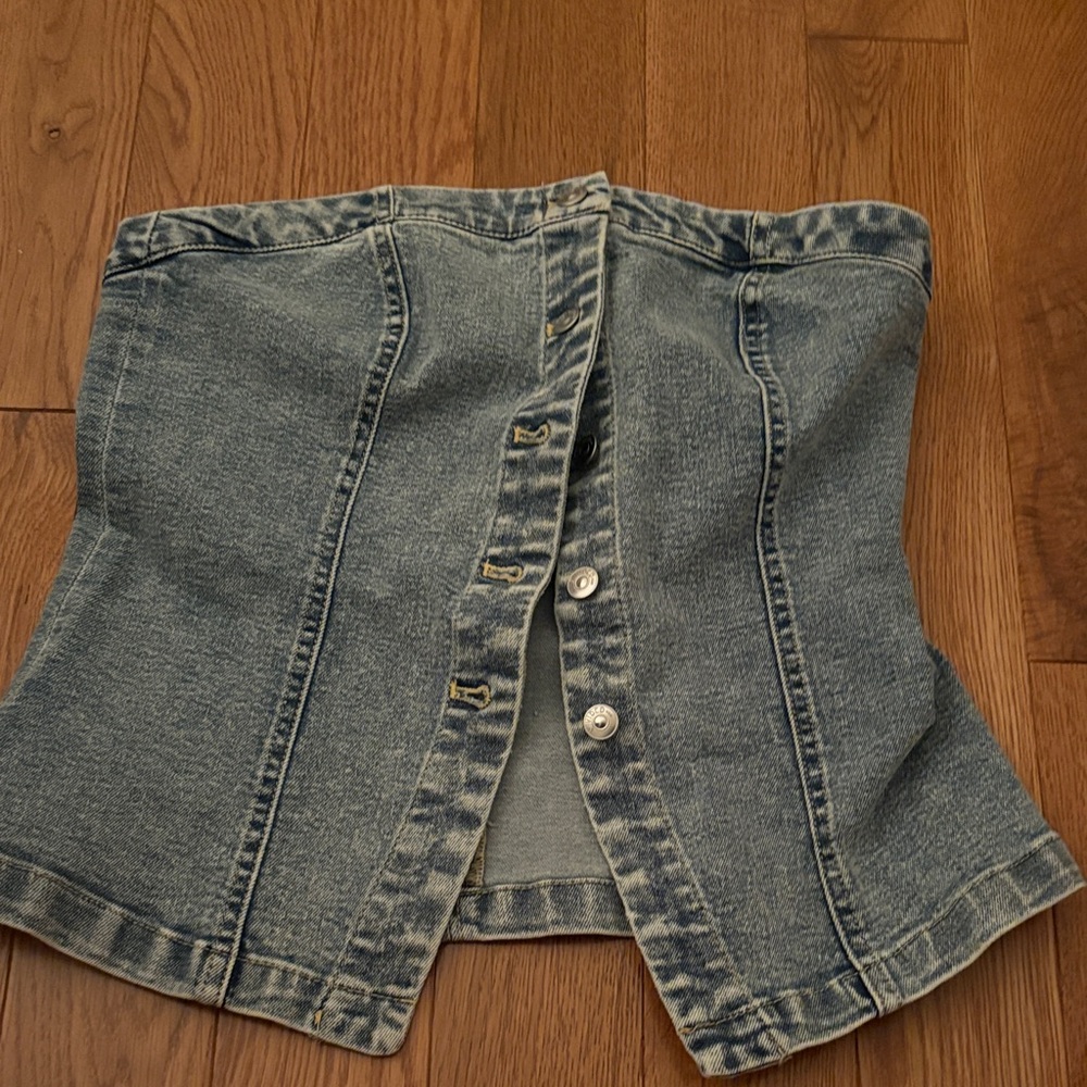 Divided Blue Denim Corset Top
